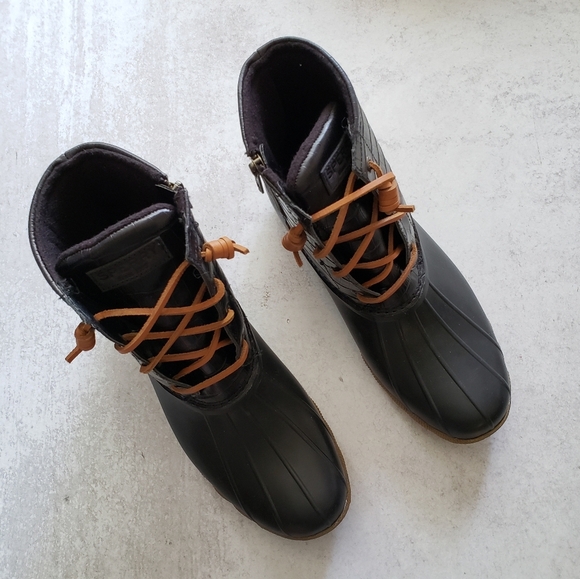 Sperry Croc Saltwater Duck Rain Winter Boots Black sz 10 - Picture 3 of 6